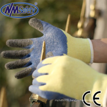 NMSAFETY 10g poly cotton gloves for work latex coated on finger